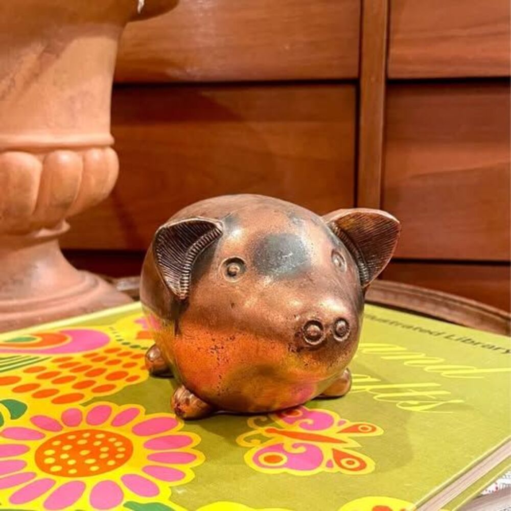Vintage Copper Metal Piggy Bank